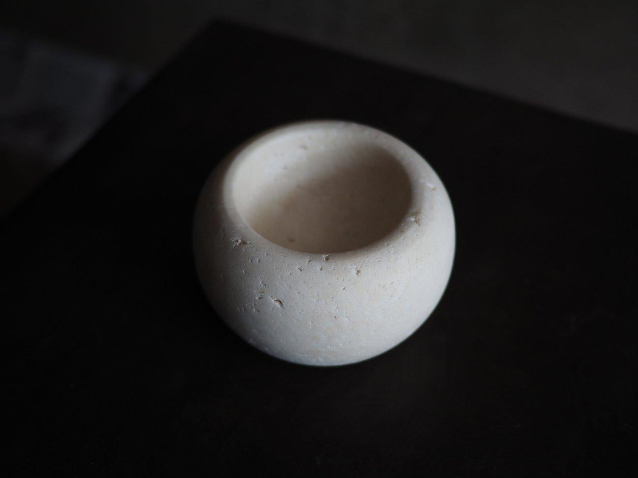 Travertine Bowl, by Brendan Tadler in Beige Travertine In New Condition For Sale In Melville, NY