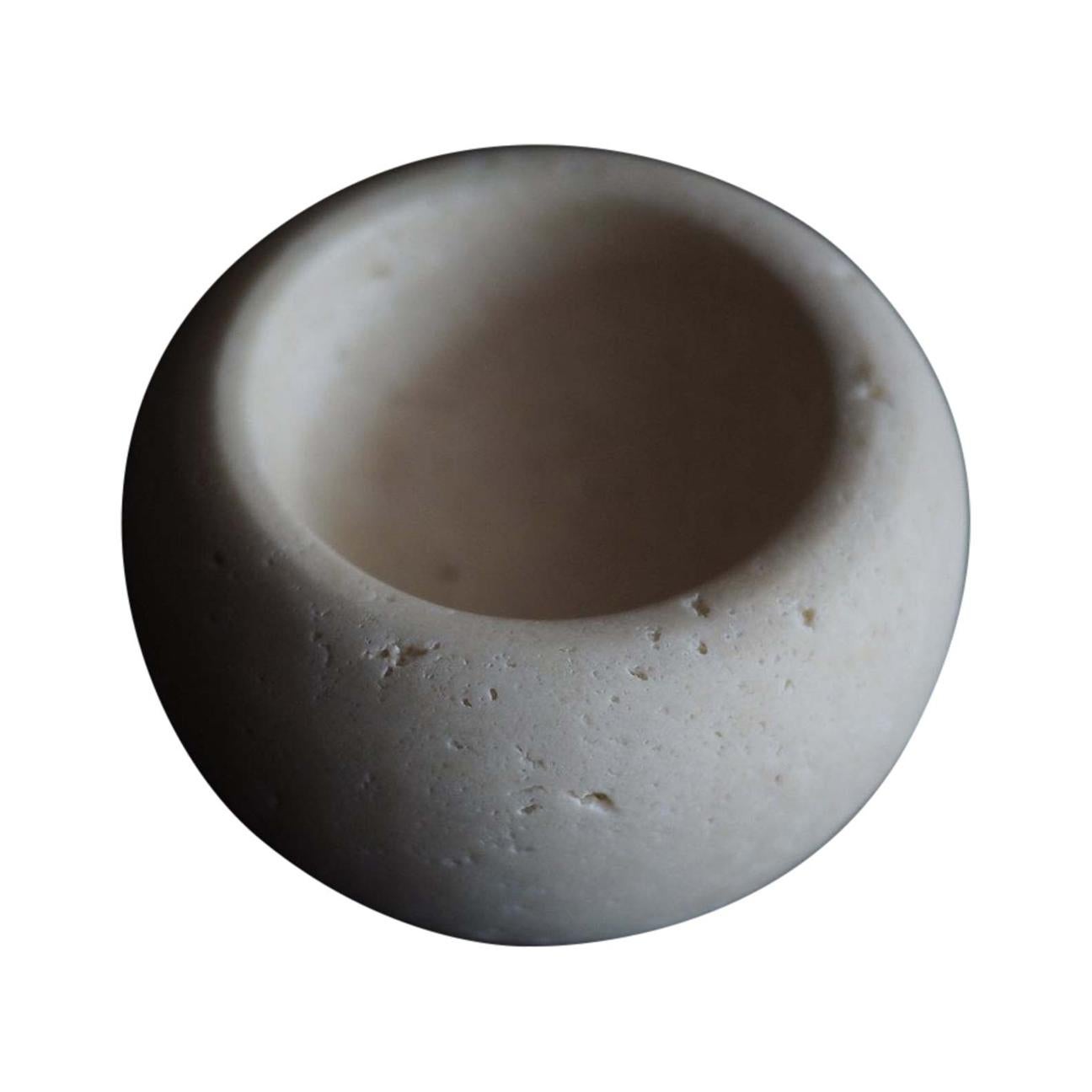 Travertine Bowl, by Brendan Tadler in Beige Travertine For Sale