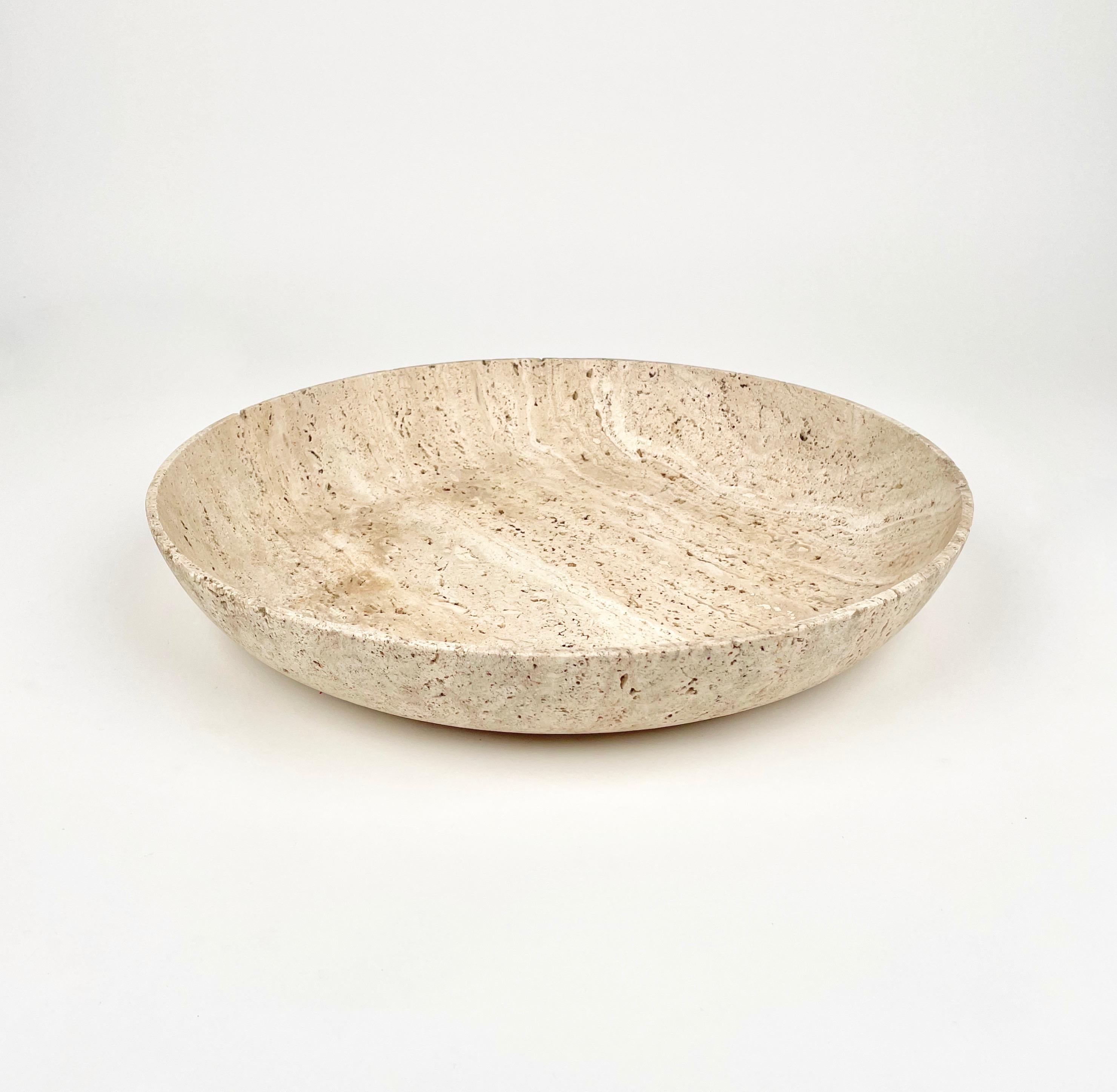 Mid-Century Modern Travertine Bowl Centerpiece Attributed Giusti & Di Rosa for Up & Up, Italy 1970s