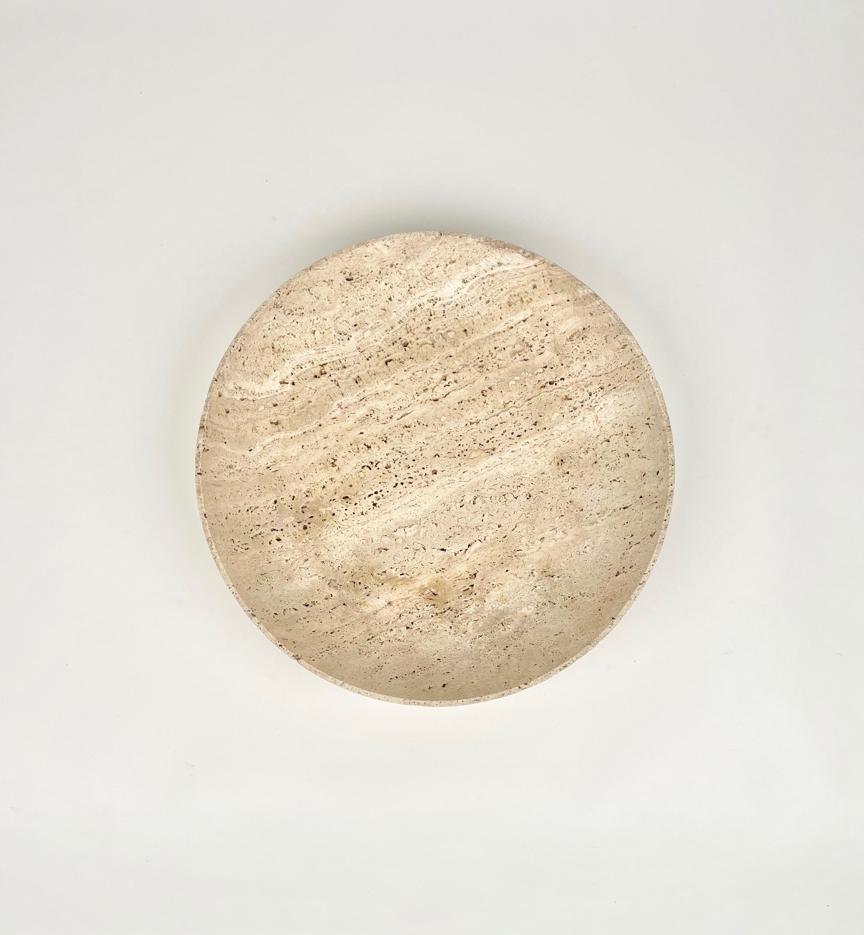 Italian Travertine Bowl Centerpiece Attributed Giusti & Di Rosa for Up & Up, Italy 1970s