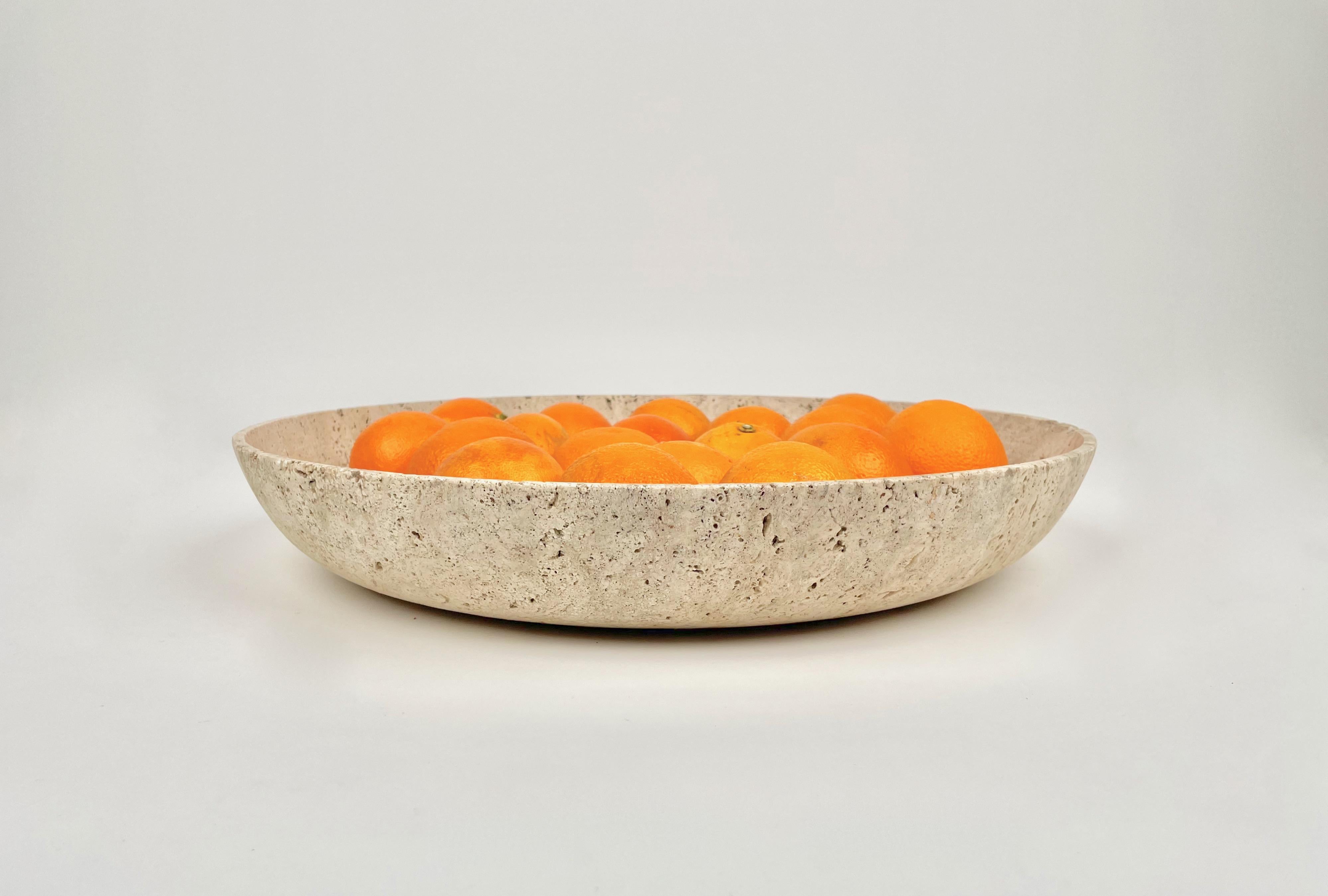 Late 20th Century Travertine Bowl Centerpiece Attributed Giusti & Di Rosa for Up & Up, Italy 1970s