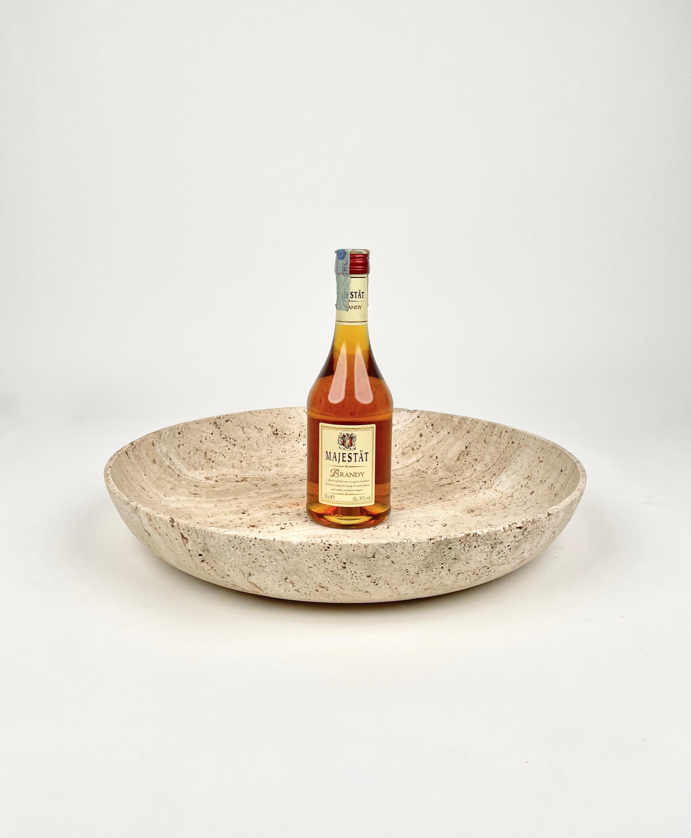 Travertine Bowl Centerpiece Attributed Giusti & Di Rosa for Up & Up, Italy 1970s 2