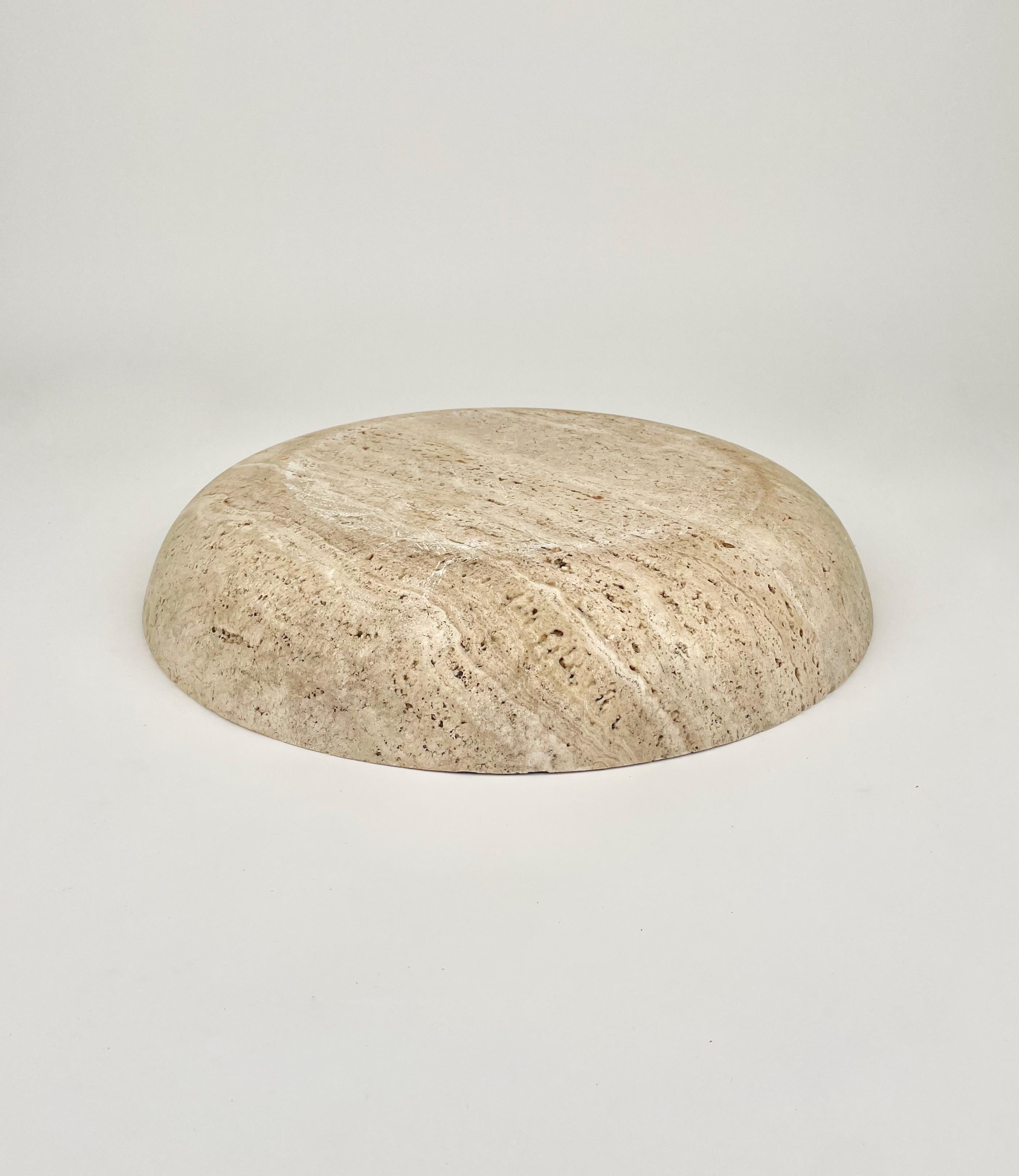 Travertine Bowl Centerpiece Attributed Giusti & Di Rosa for Up & Up, Italy 1970s 3