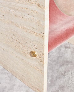 Travertine, Brass, and Mohair Chair by Slash Objects