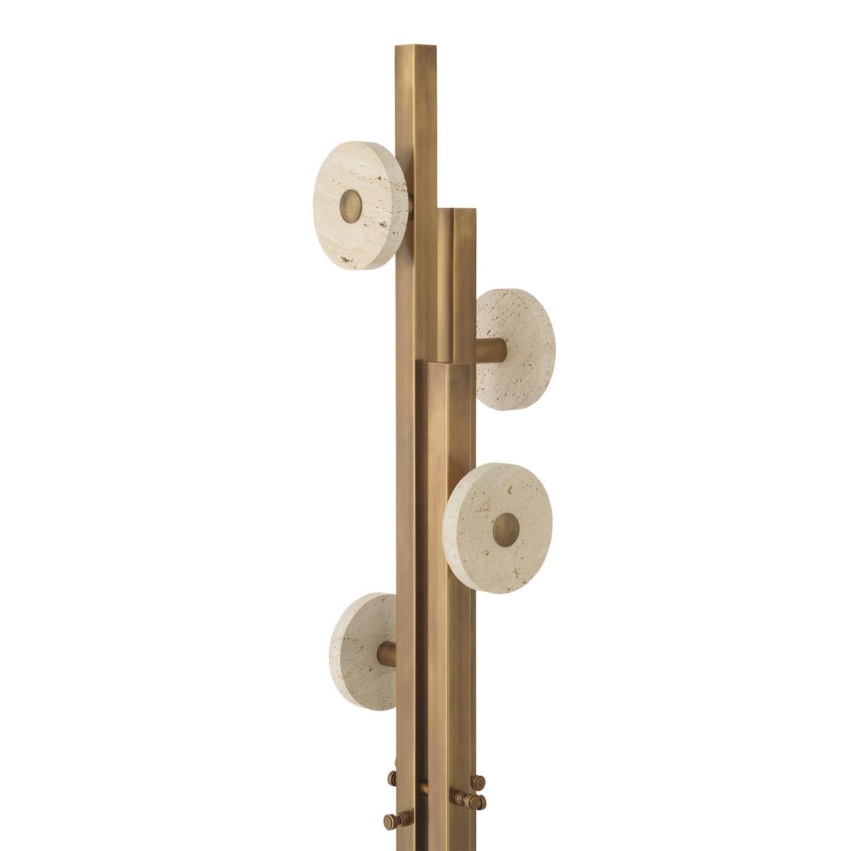 Travertine Brass Coatrack In New Condition For Sale In Paris, FR