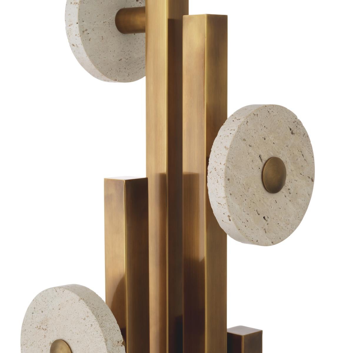 Travertine Brass Coatrack For Sale 2