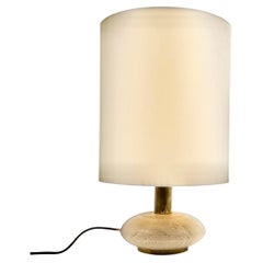Travertine & brass table lamp base, Italy 1970s
