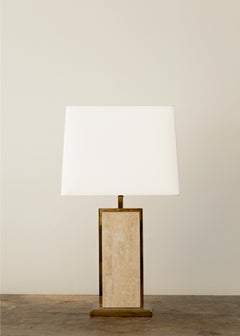Travertin + Messing-Tischlampe