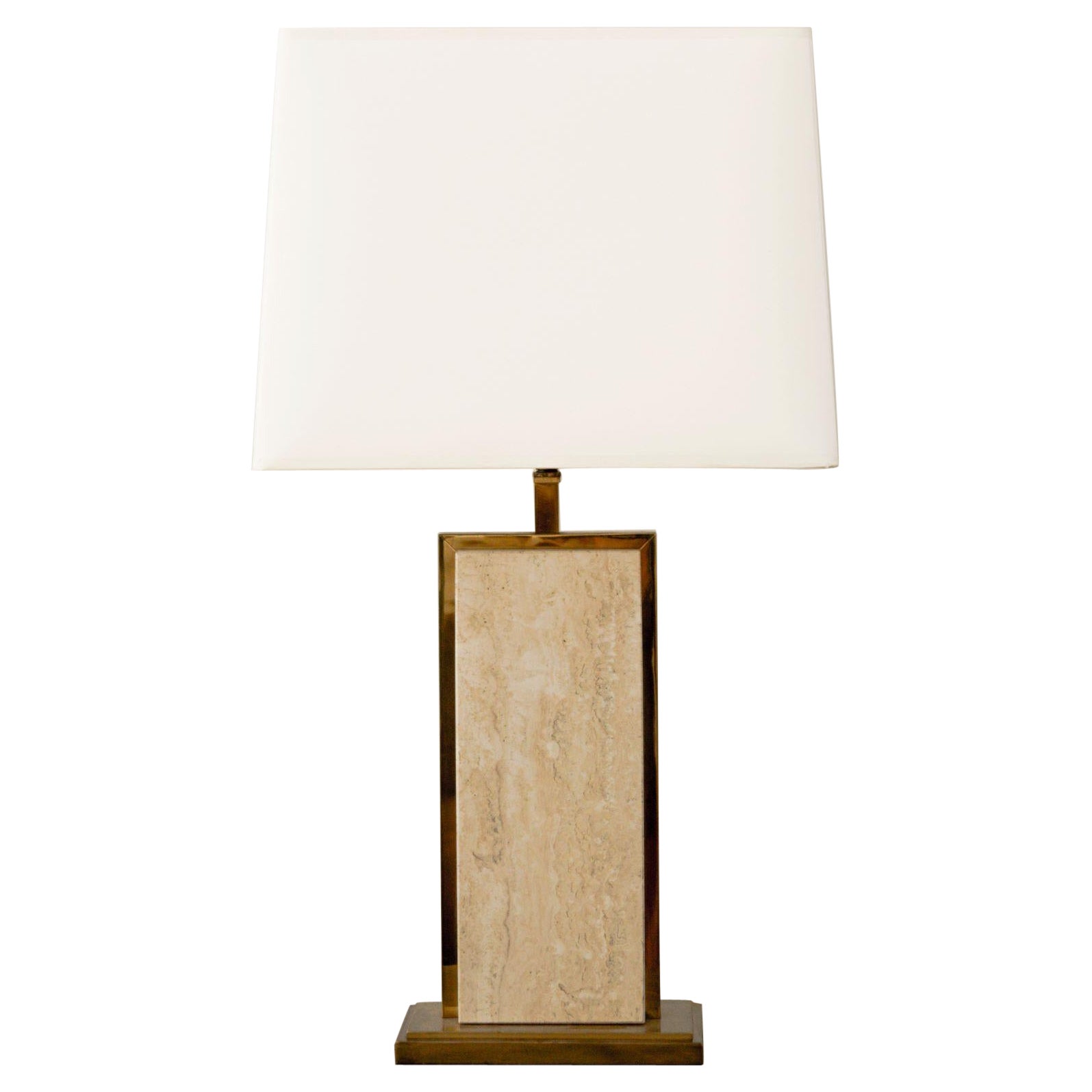 Lampe de table en travertin et laiton