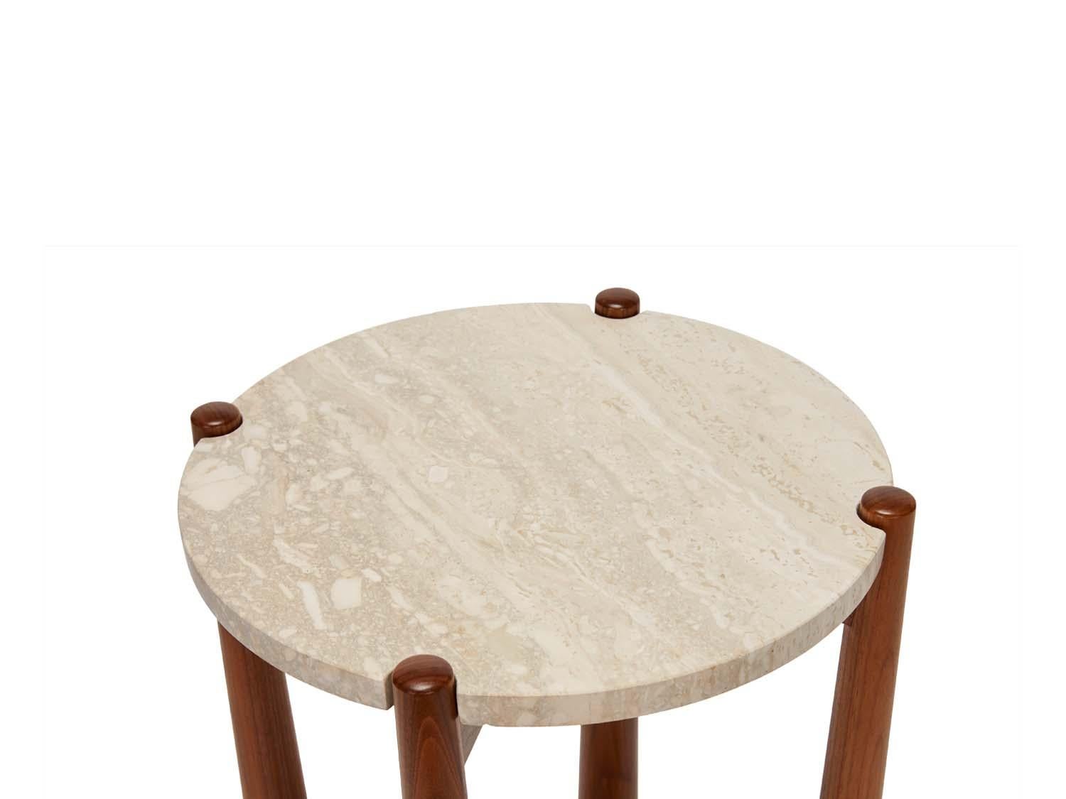 American Travertine Bronson Drinks Table by Lawson-Fenning For Sale