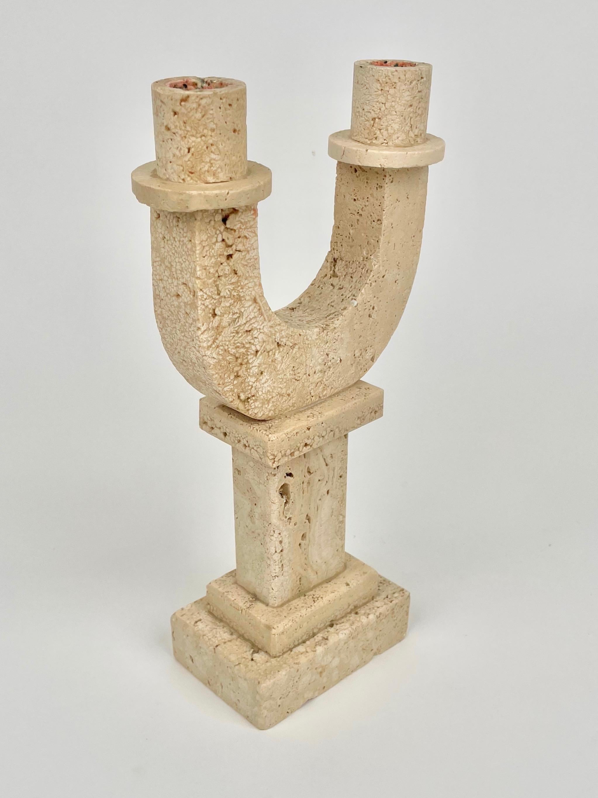 Mid-Century Modern Travertine Candle Holder by Fratelli Mannelli, Italy, 1970s