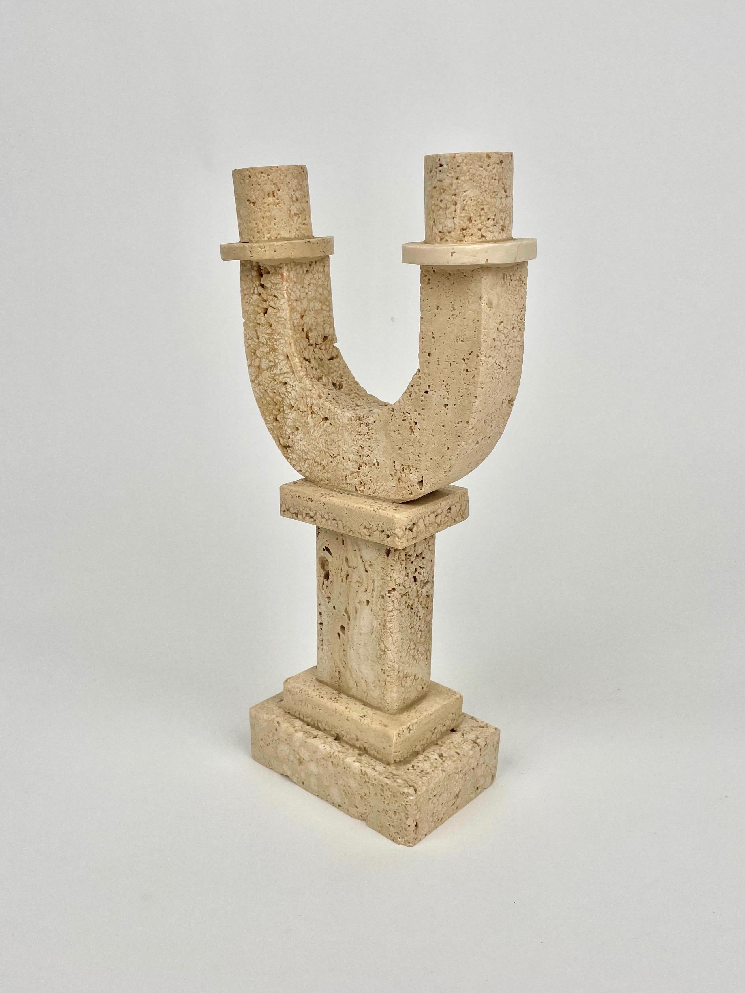 Travertine Candle Holder by Fratelli Mannelli, Italy, 1970s 1