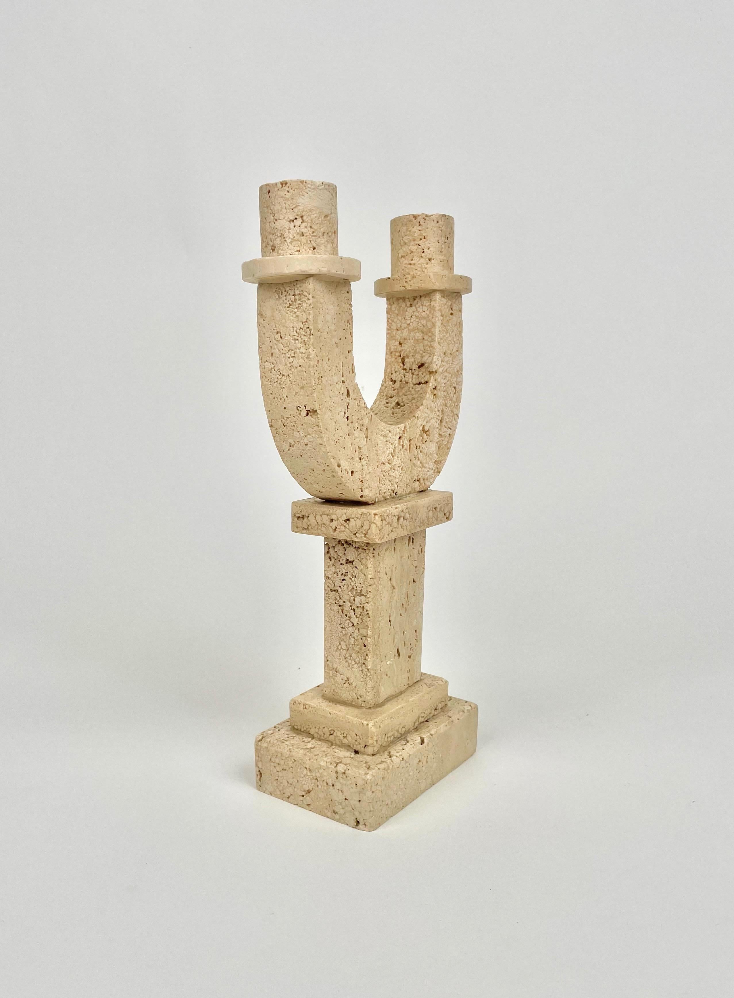Travertine Candle Holder by Fratelli Mannelli, Italy, 1970s 2