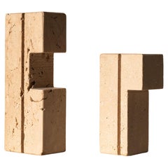 Bougeoirs en travertin par Fratelli Mannelli - Lot de 2 - Italie 1970