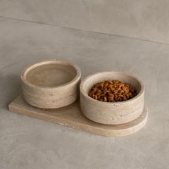 Juego de cuencos de travertino para gatos o perros