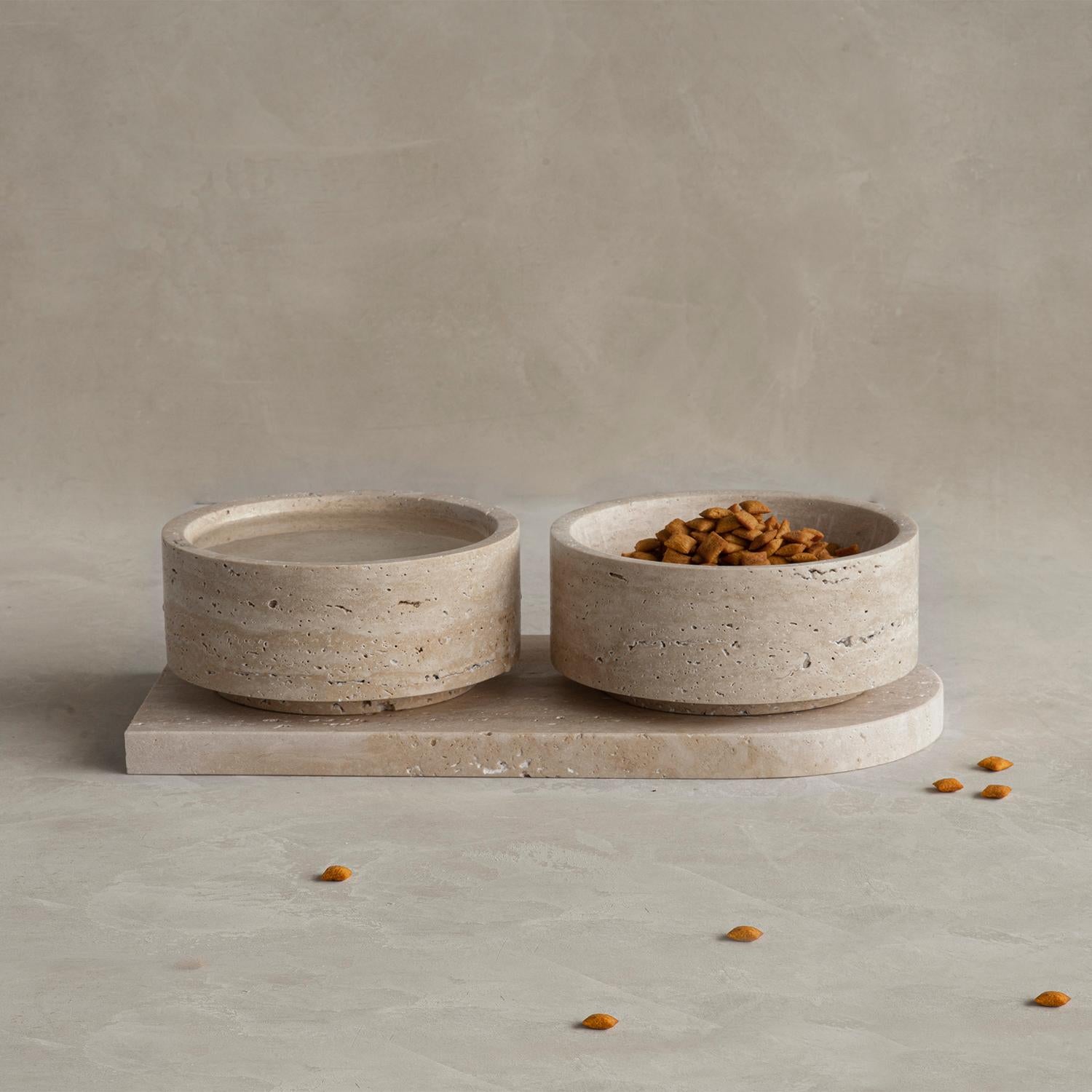 travertine dog bowl