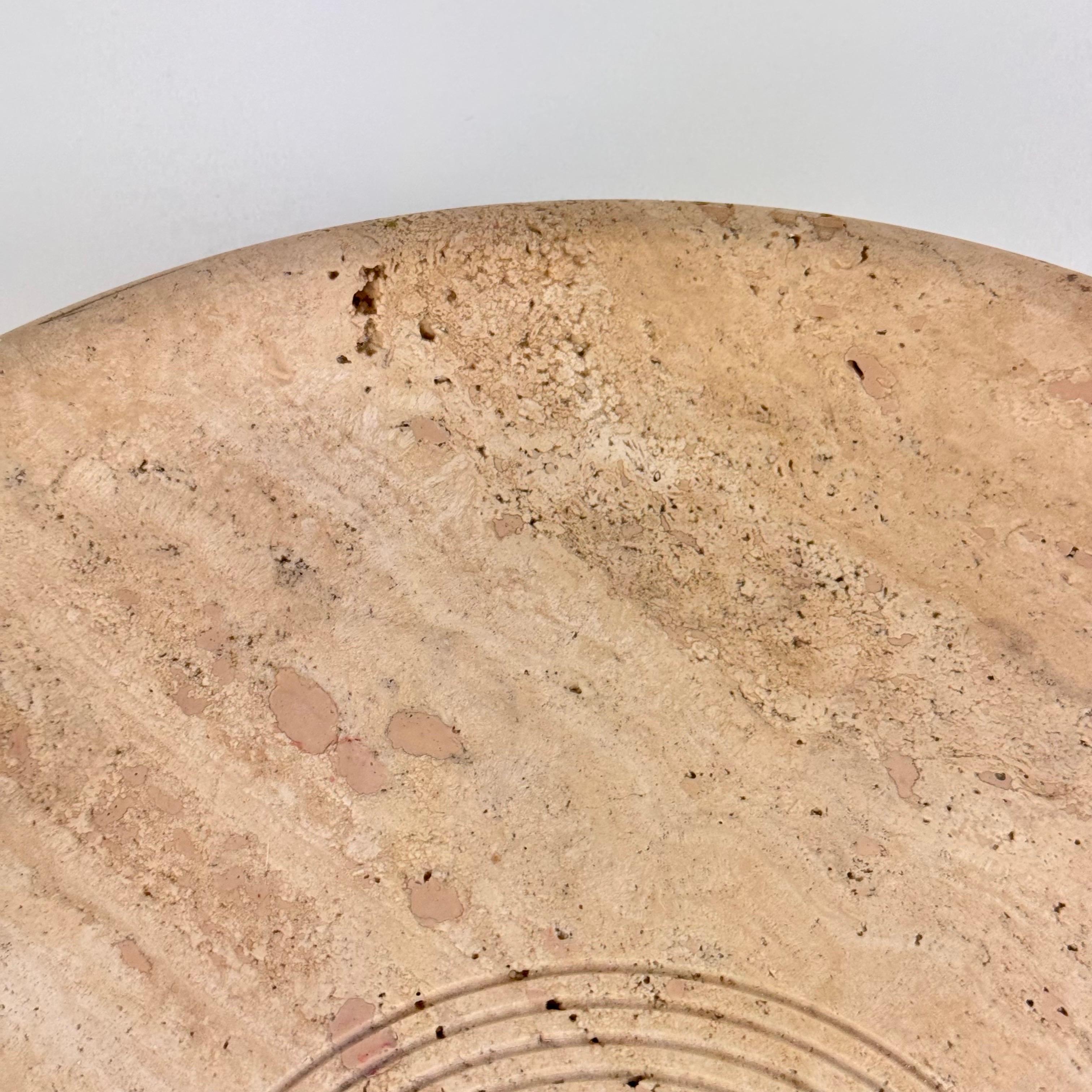 Centro de mesa de travertino de Pier Alessandro Giusti & Di Rosa para Up & Up, años 70 en Bueno estado para la venta en Bagnolo Mella, Brescia