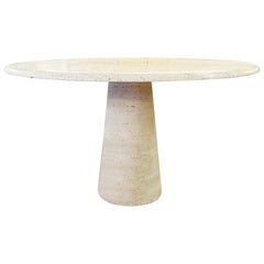 Travertine Circular Dining Table in the Style Mangiarotti