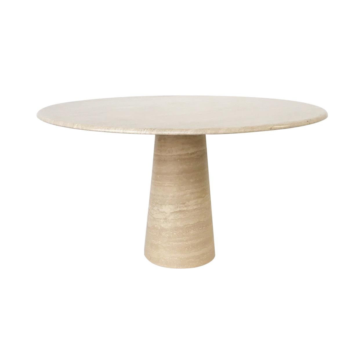 Travertine Circular Dining Table in the Style Mangiarotti For Sale at