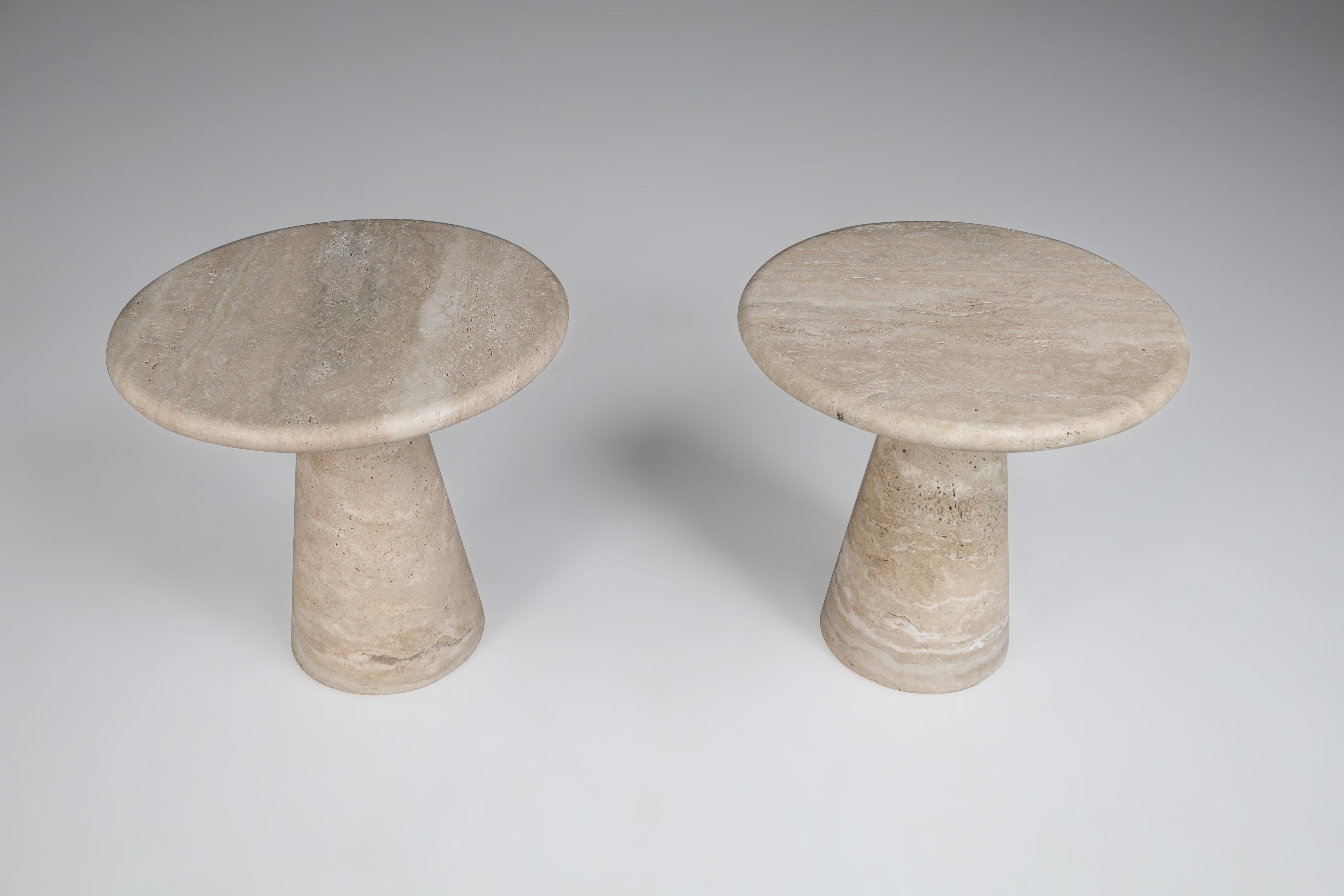  Travertine Circular Side Tables or Coffee Tables, Italy, 1980s  For Sale 5
