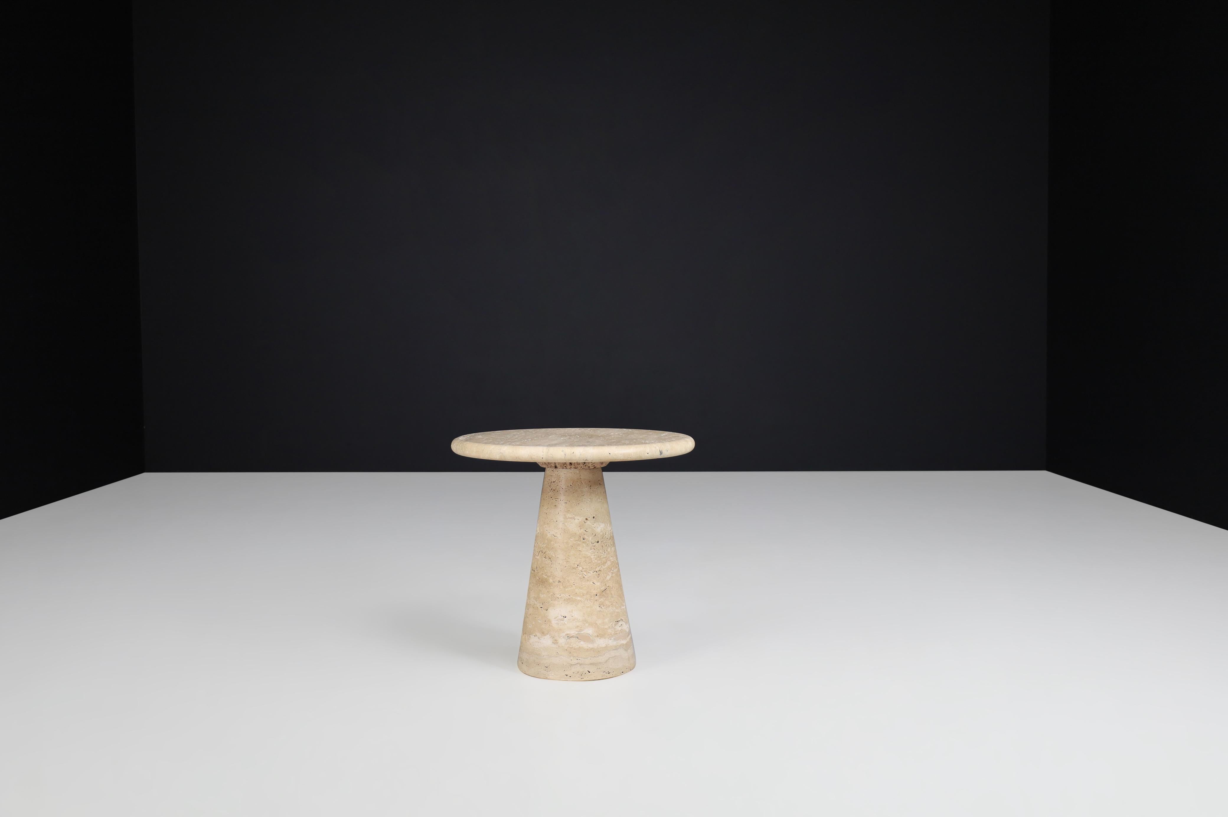  Travertine Circular Side Tables or Coffee Tables, Italy, 1980s  For Sale 6