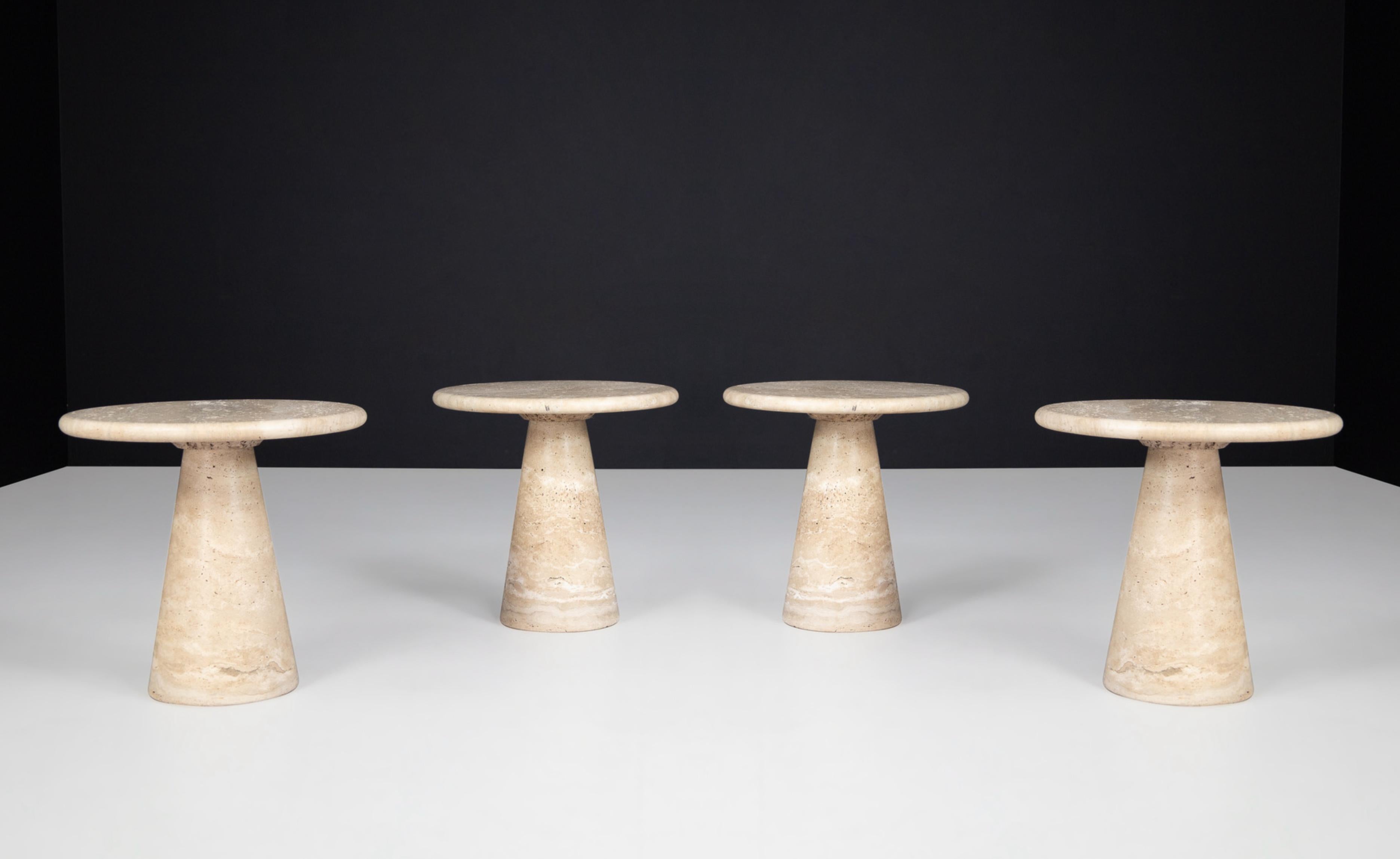 Travertine Circular Side Tables or Coffee Tables, Italy, 1980s  For Sale 10