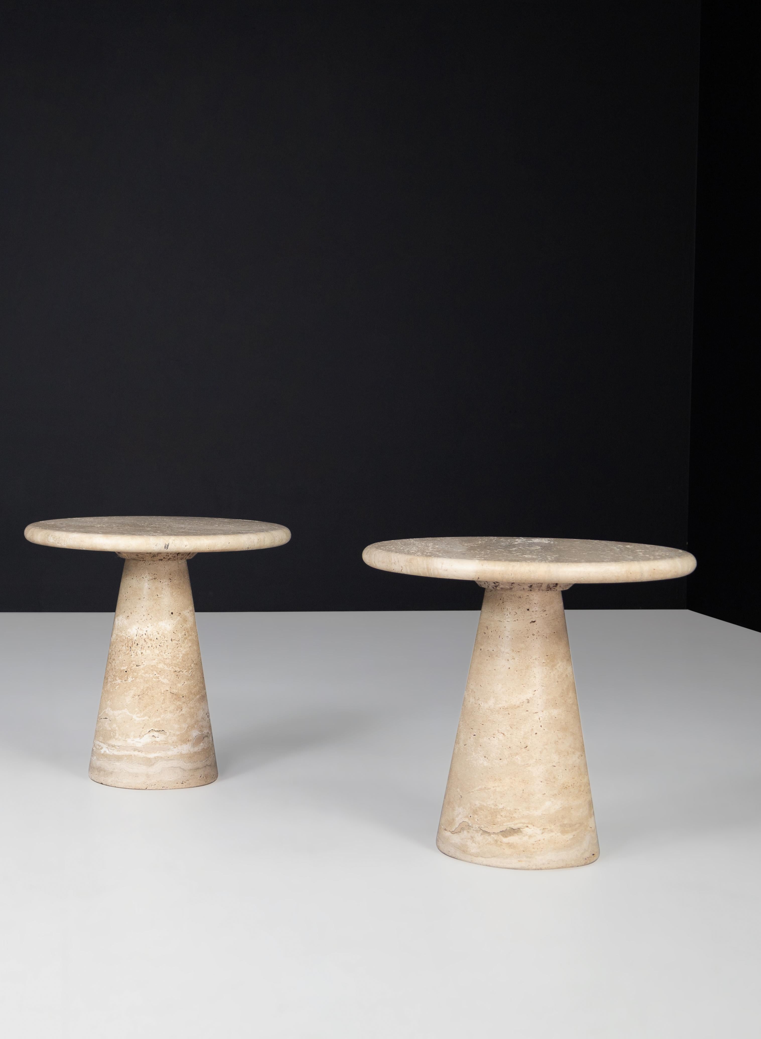  Travertine Circular Side Tables or Coffee Tables, Italy, 1980s  For Sale 11
