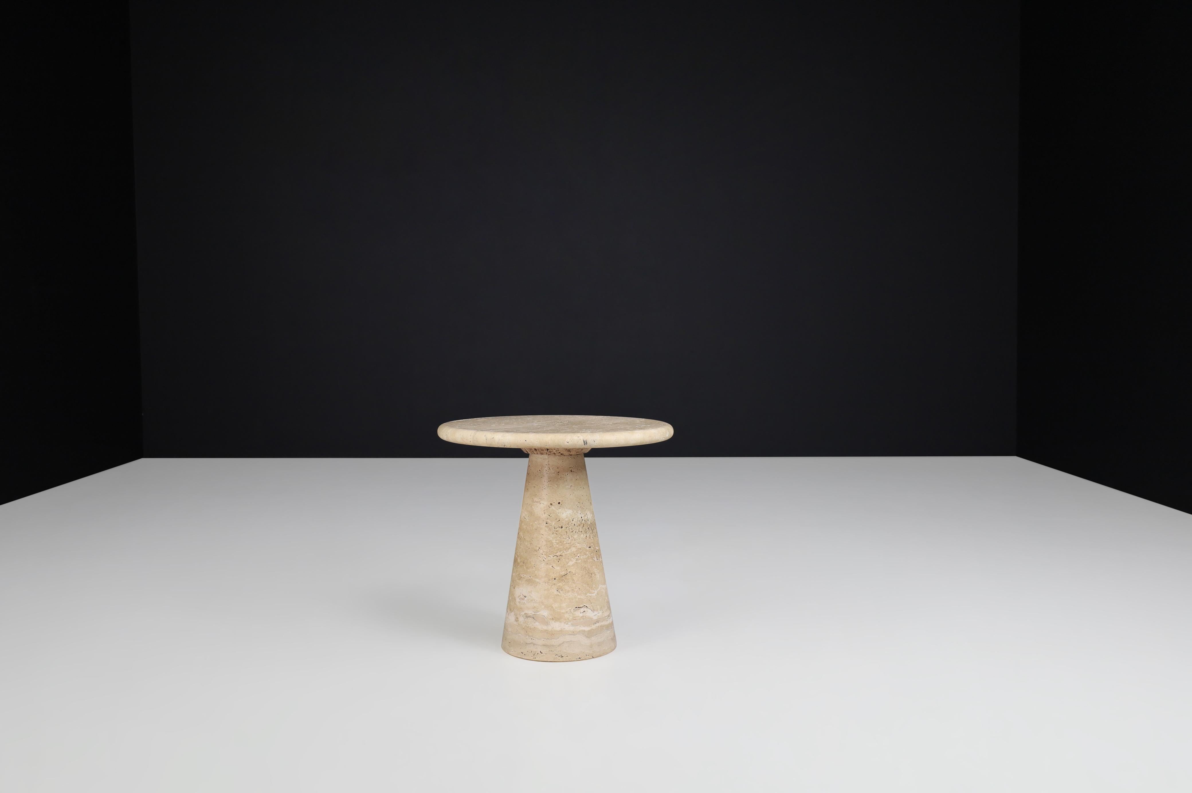  Travertine Circular Side Tables or Coffee Tables, Italy, 1980s  For Sale 13