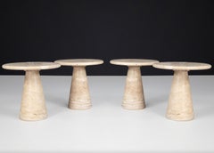 Tables d'appoint ou tables basses circulaires en travertin, Italie, années 1980
