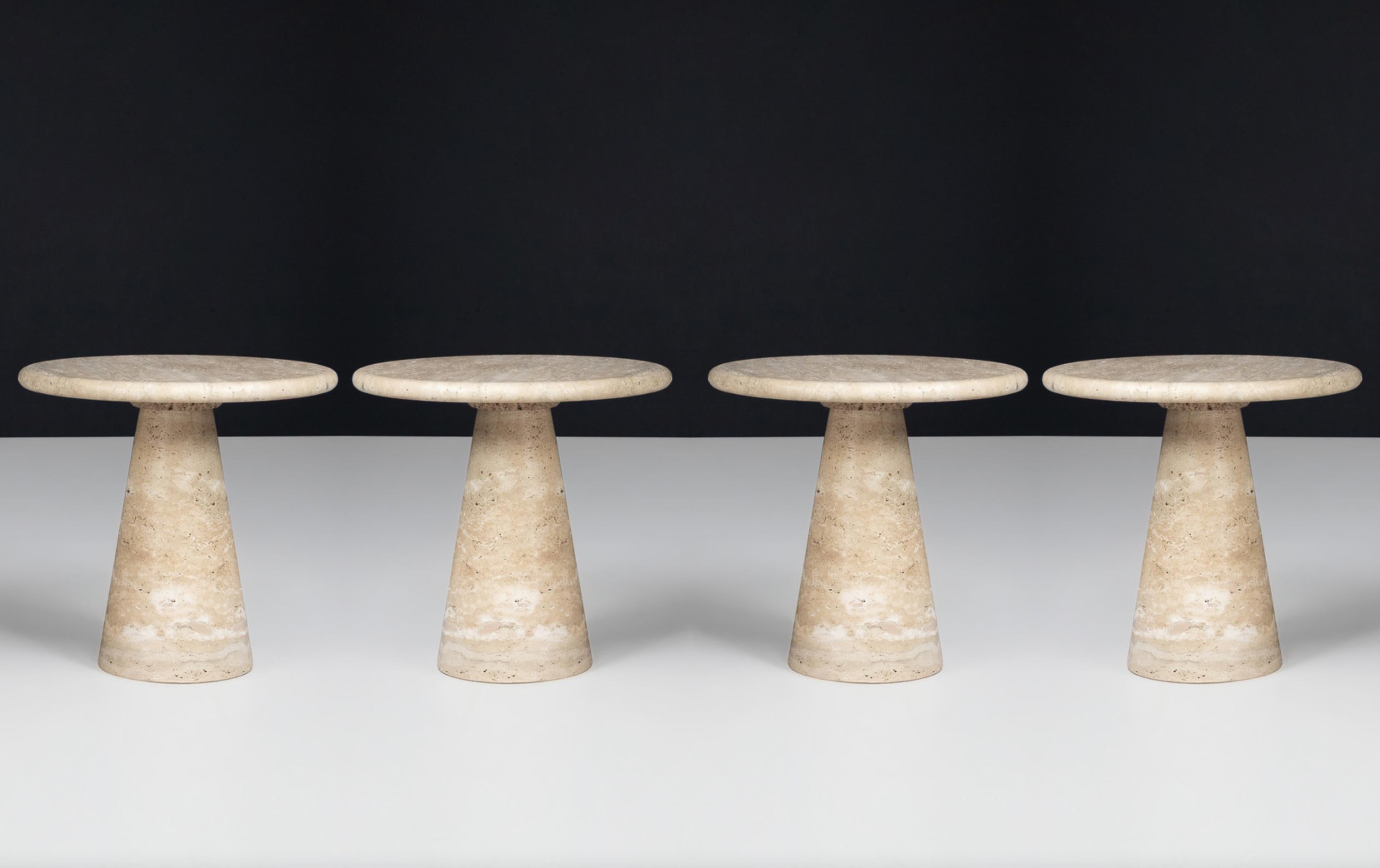 Mid-Century Modern  Travertine Circular Side Tables or Coffee Tables, Italy, 1980s  For Sale