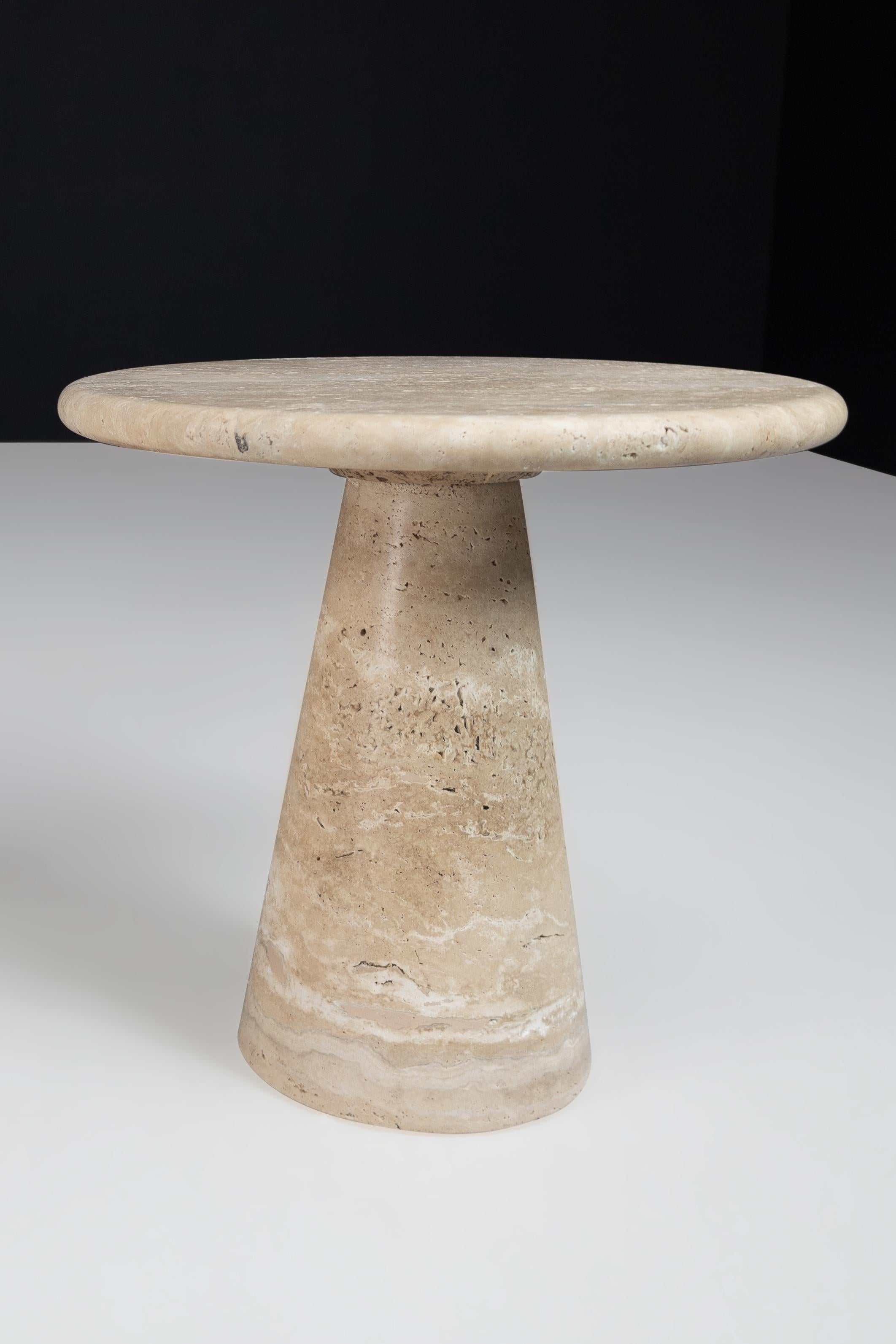 Travertine Circular Side Tables or Coffee Tables, Italy, 1980s 3