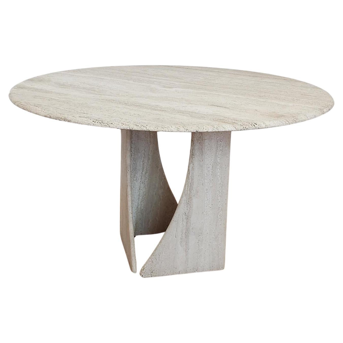 Travertine Circular Table, Claude Berraldacci For Sale