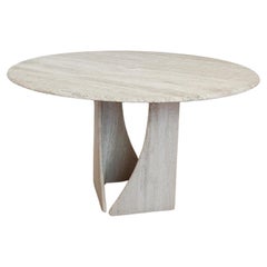 Retro Travertine Circular Table, Claude Berraldacci