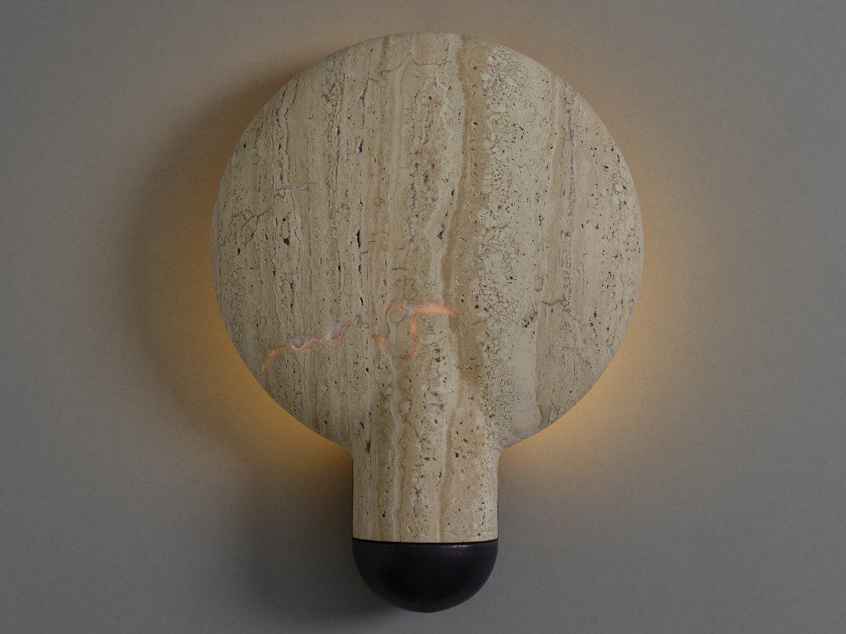 Post-Modern Classico Travertine Surface Wall Sconce by Henry Wilson For Sale