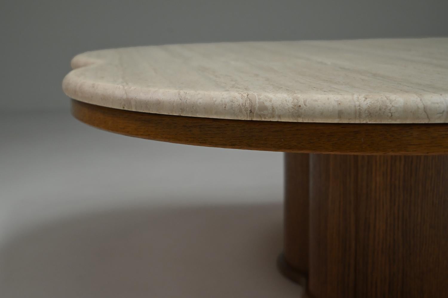 Late 20th Century Travertine clover coffee table, 1970s Italy. For Sale