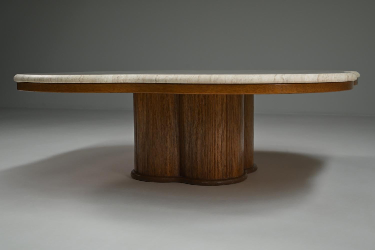 Travertine clover coffee table, 1970s Italy. For Sale 1