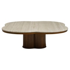 Travertine clover coffee table, 1970s Italy.