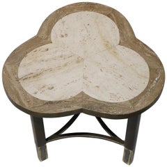 Vintage Travertine Clover Side Table