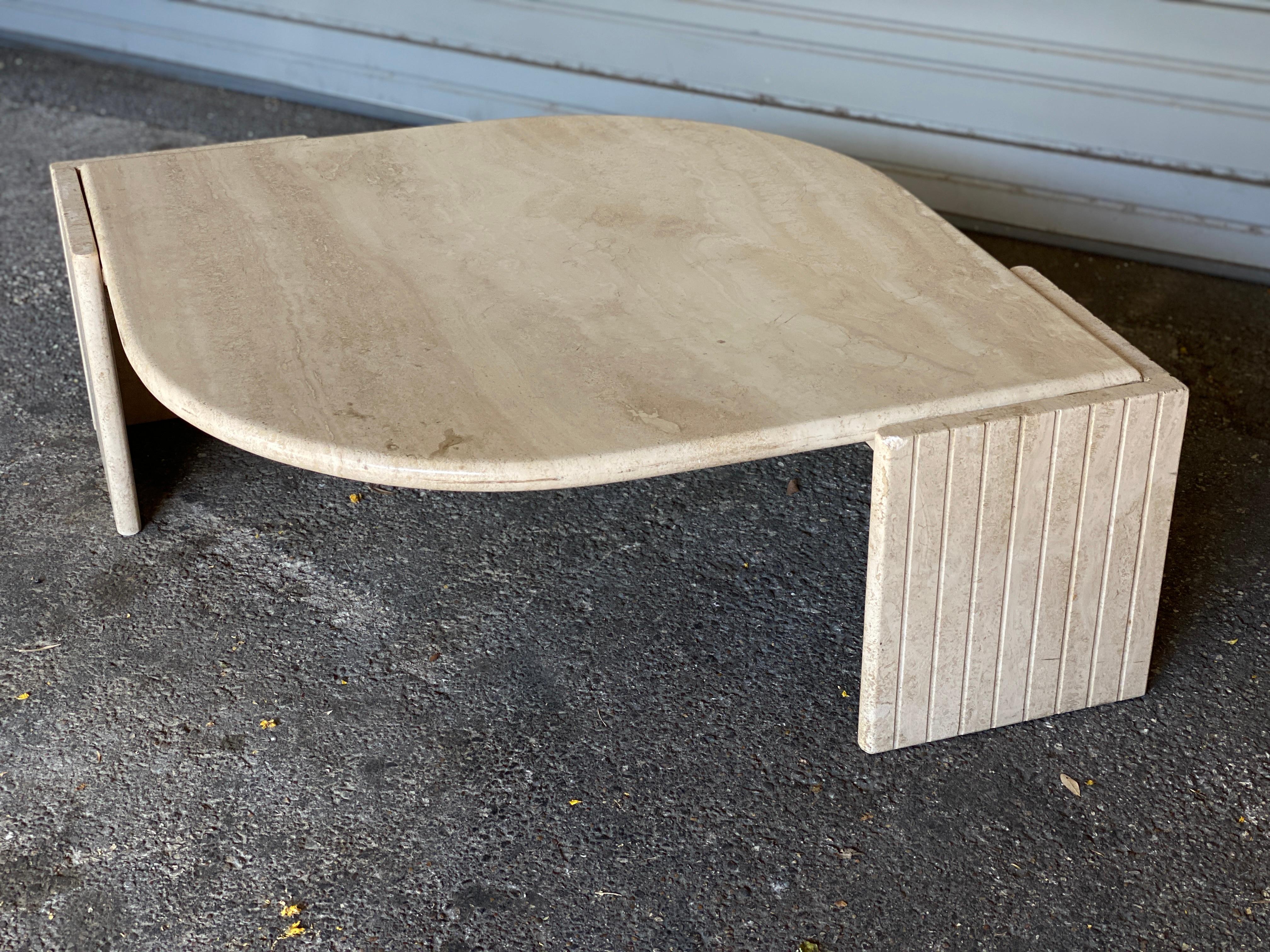 Mid-Century Modern Travertine Cocktail Table, 1970