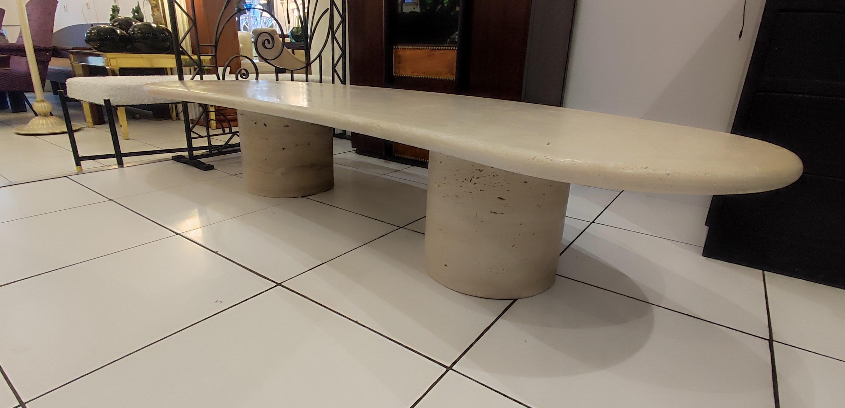 Mid-Century Modern Travertine cocktail table circa 80' For Sale
