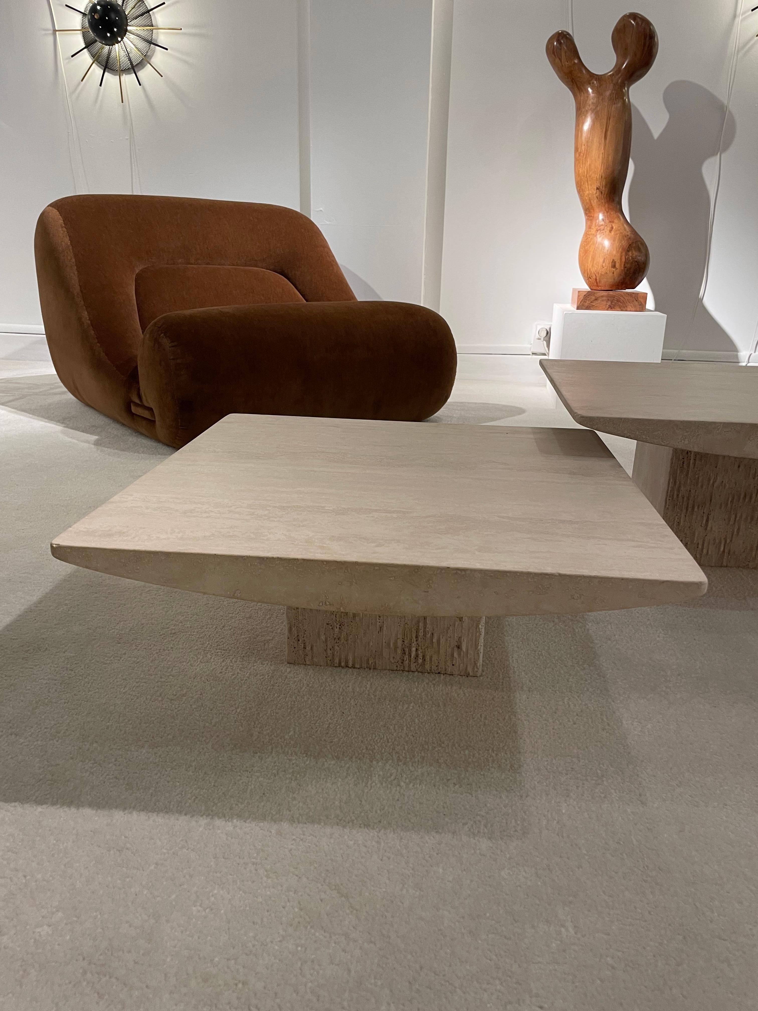 travertine Coffe Tables In Good Condition For Sale In Saint-Ouen, FR