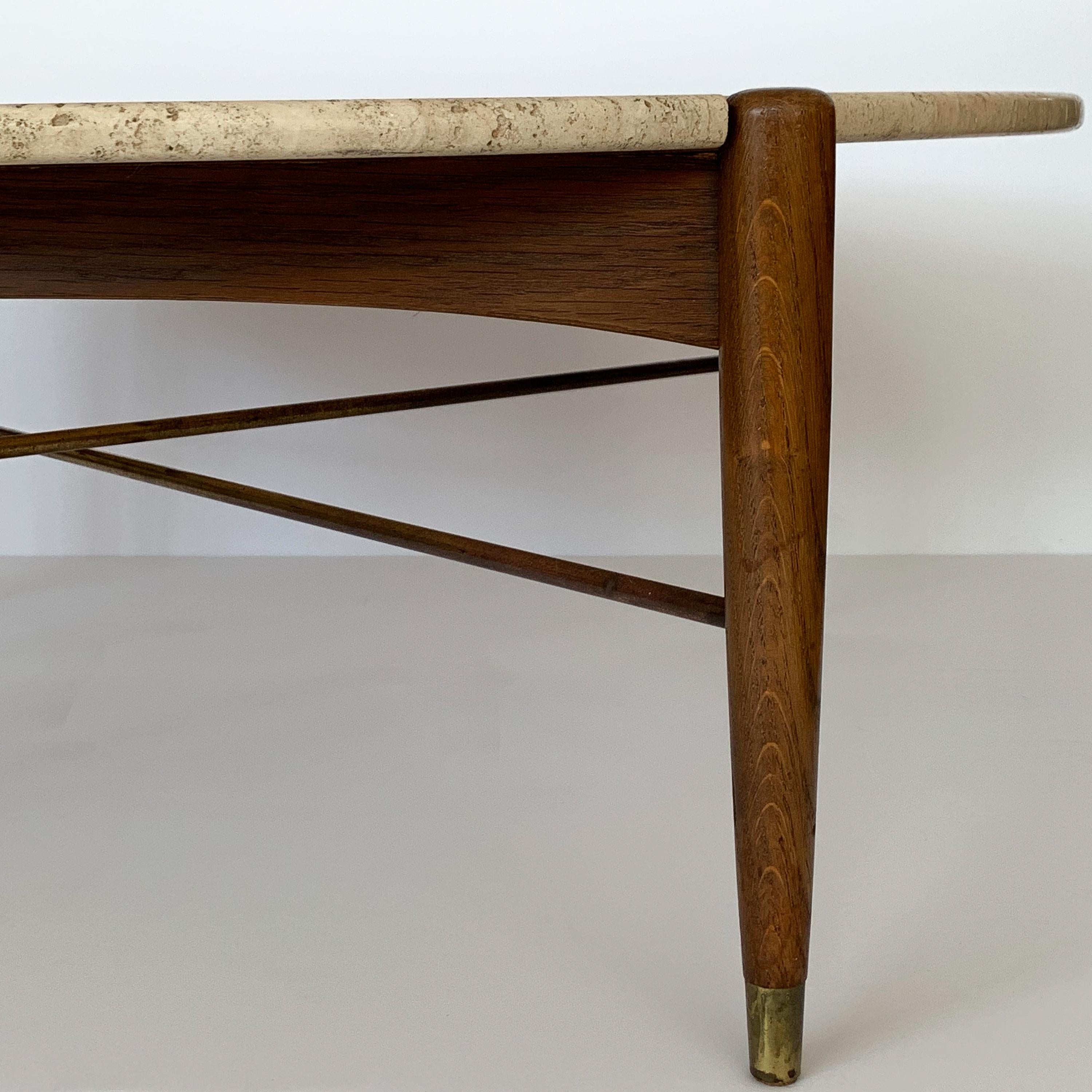 Couchtisch aus Travertin von Folke Ohlsson für DUX Schweden (Messing)