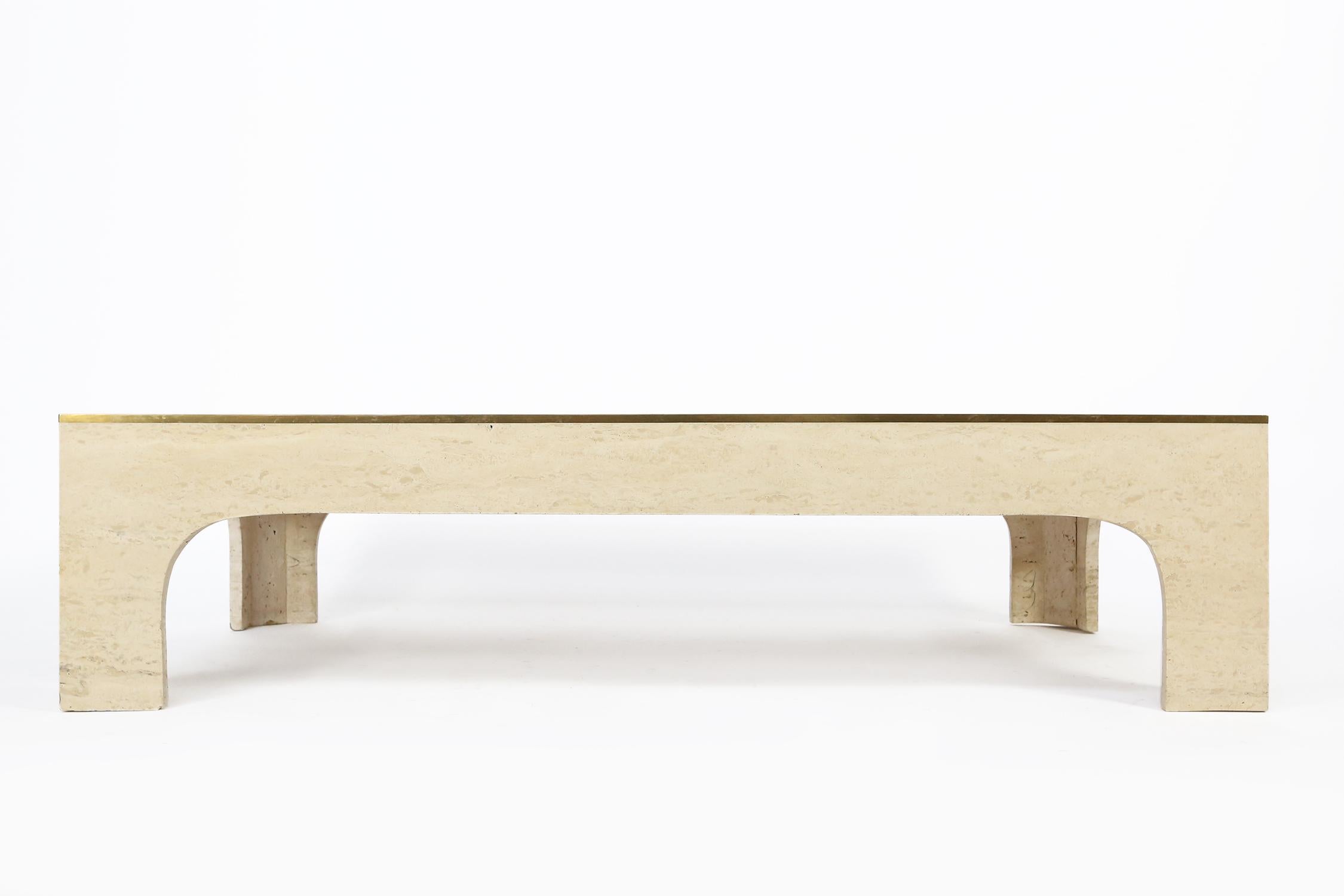 Travertine Coffee or Cocktail table by Willy Rizzo, circa 1970 For Sale 3