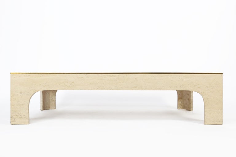 Travertine Coffee or Cocktail table by Willy Rizzo, circa 1970 For Sale 4