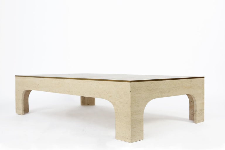 Hollywood Regency Travertine Coffee or Cocktail table by Willy Rizzo, circa 1970 For Sale