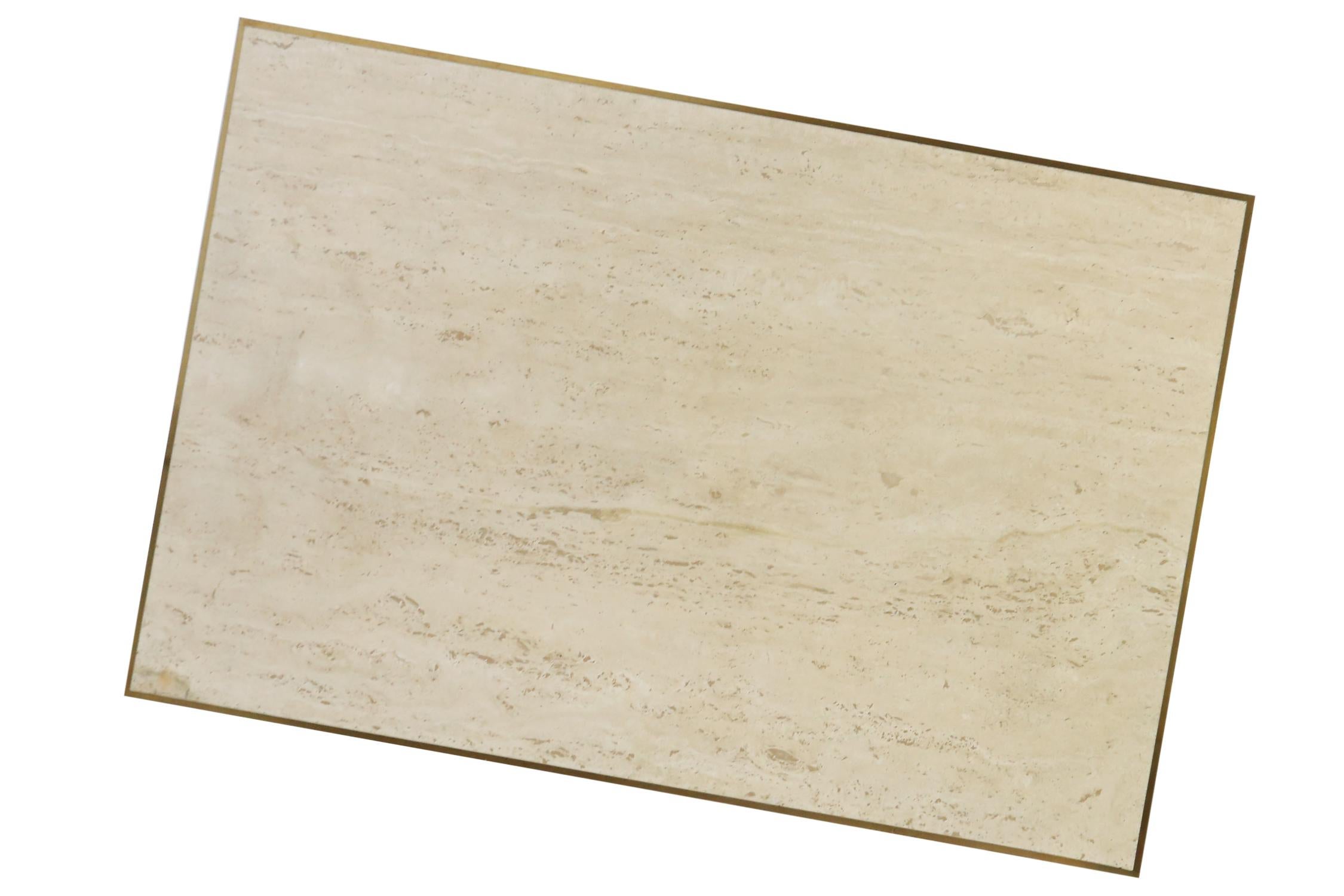 Italian Travertine Coffee or Cocktail table by Willy Rizzo, circa 1970 For Sale