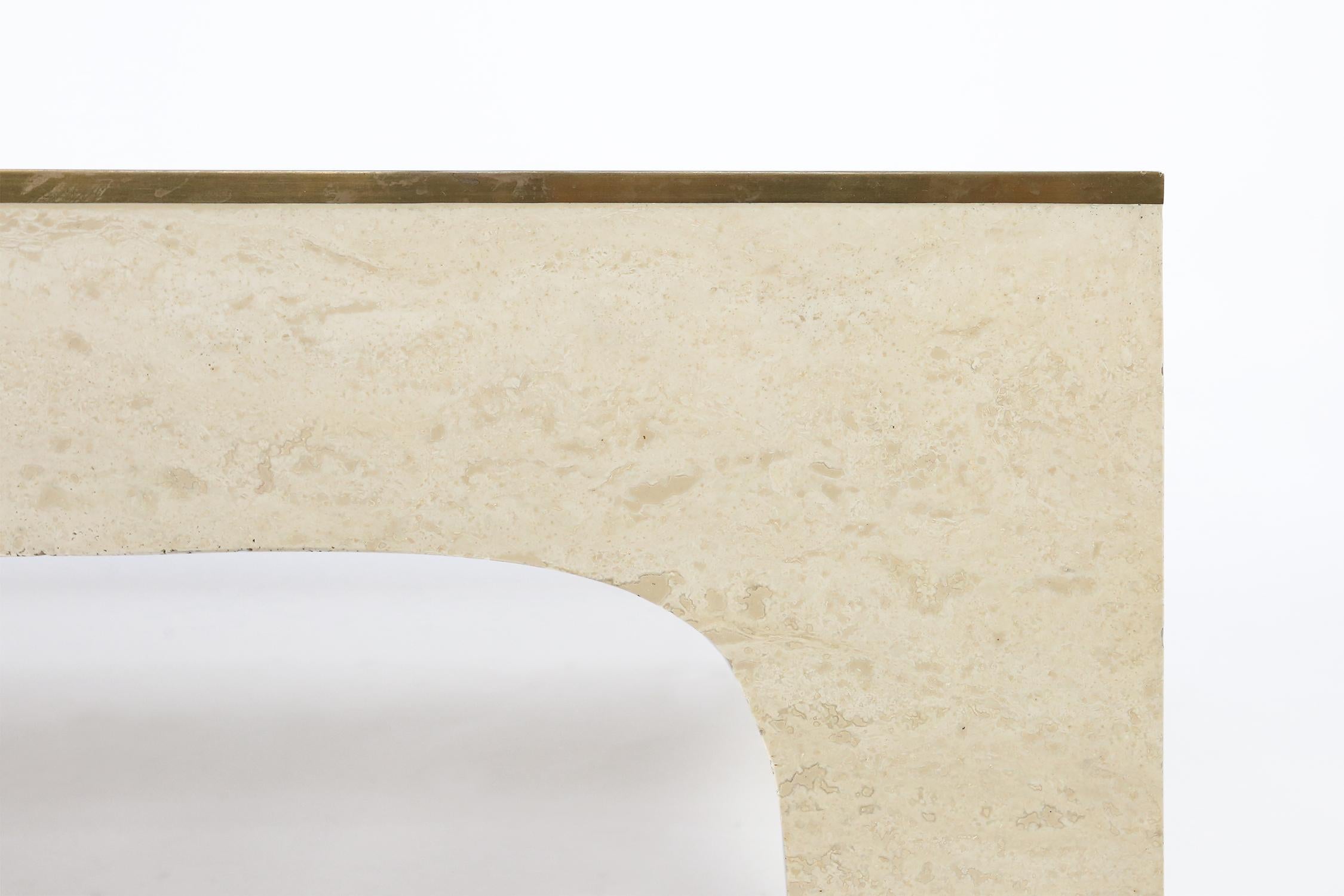 Travertine Coffee or Cocktail table by Willy Rizzo, circa 1970 In Good Condition For Sale In Ghent, BE
