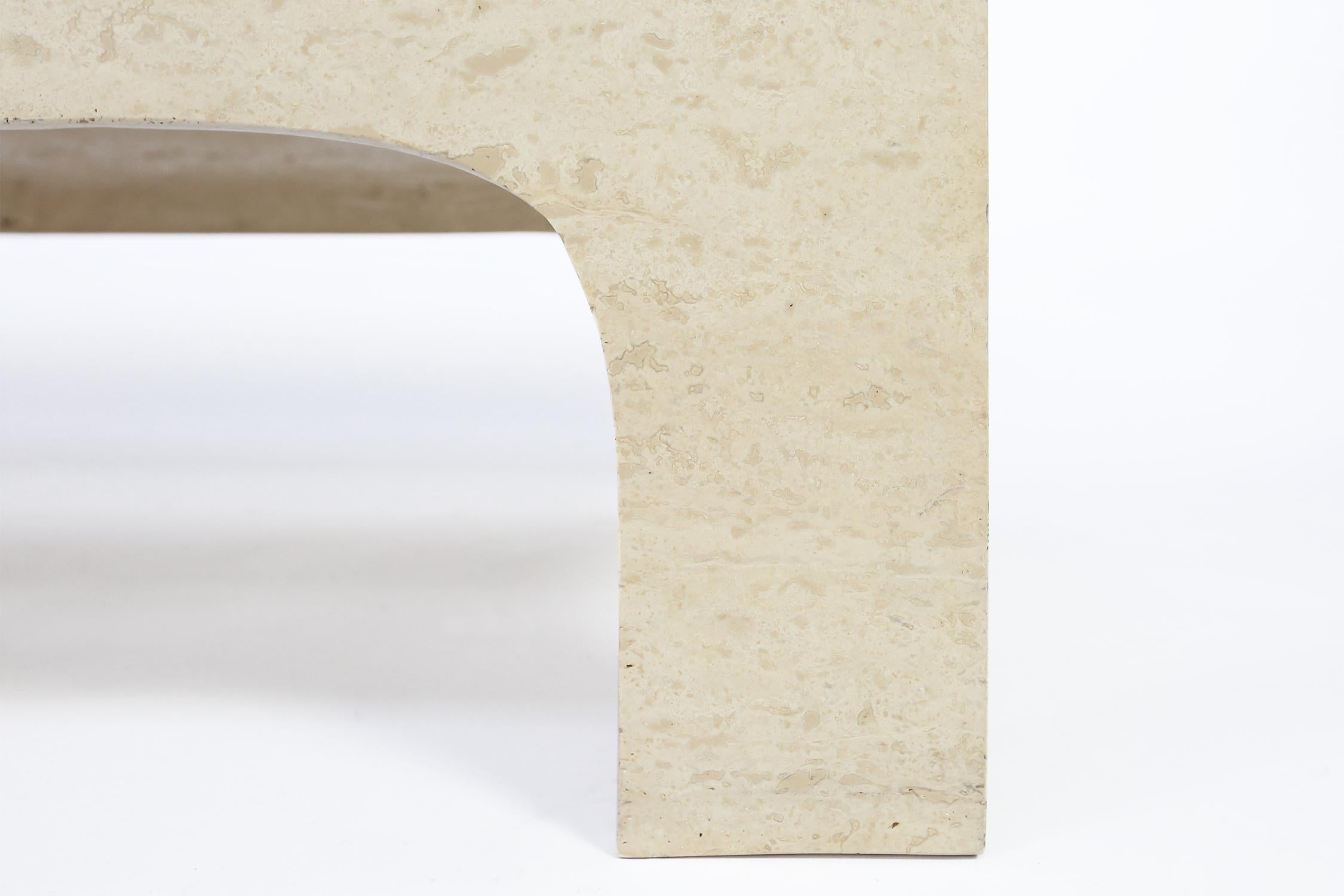 Brass Travertine Coffee or Cocktail table by Willy Rizzo, circa 1970 For Sale
