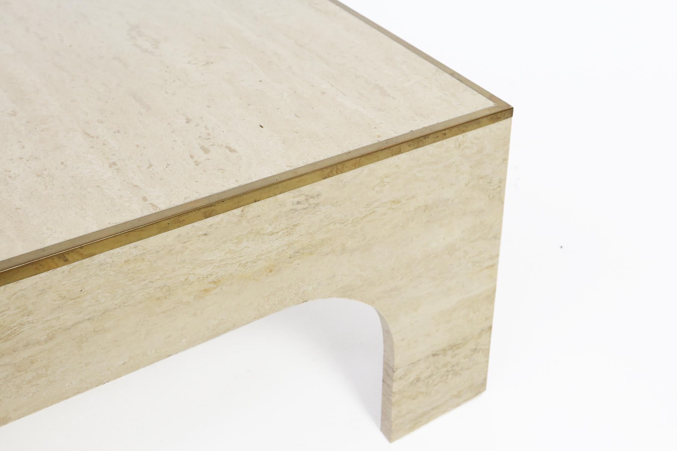 Travertine Coffee or Cocktail table by Willy Rizzo, circa 1970 For Sale 1