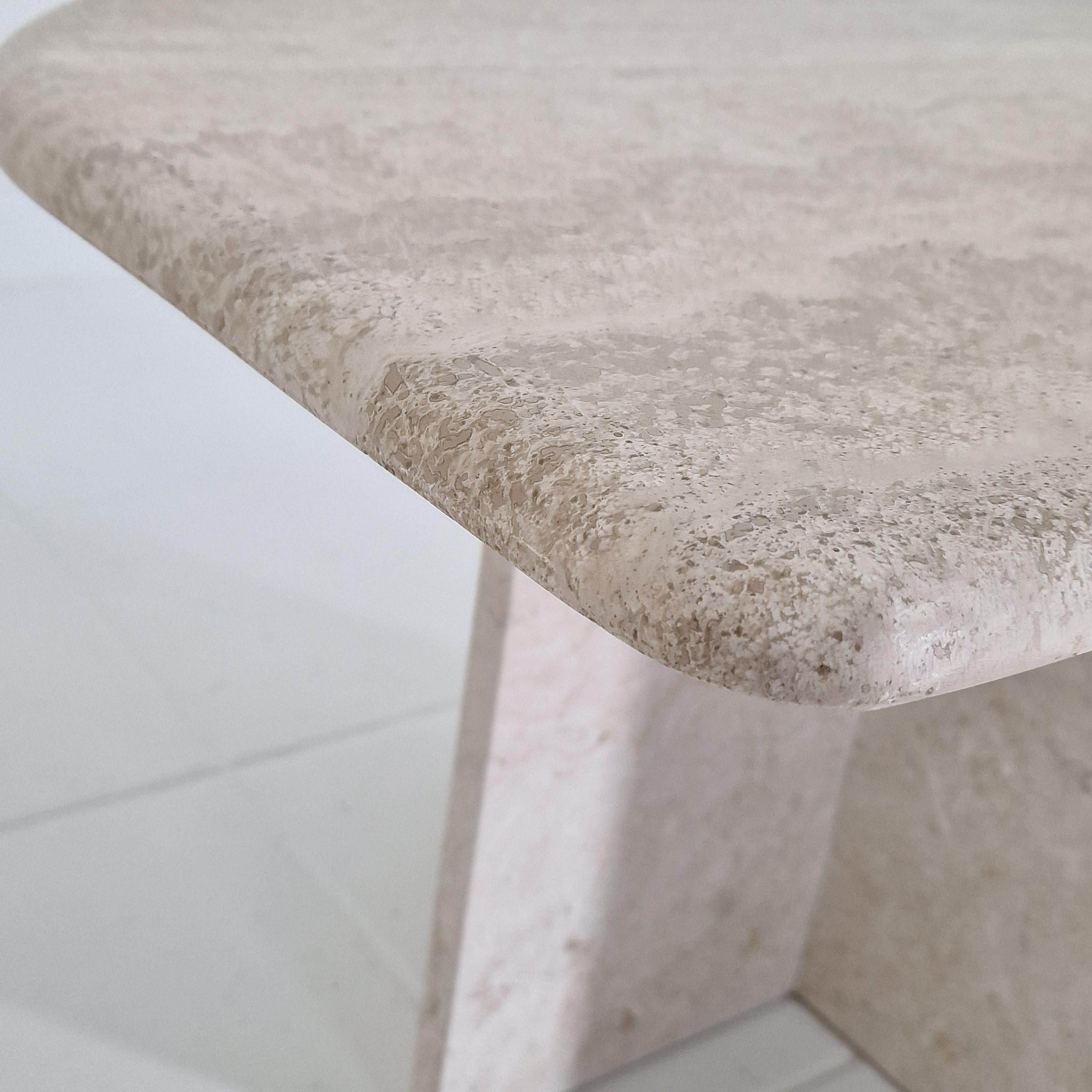 Travertine Coffee or Side Table in Teardrop Shape, Italy 1980s For Sale 7